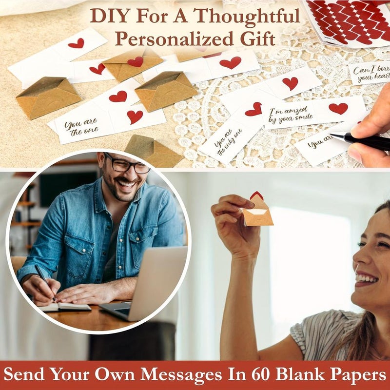 60PCS DIY Love Notes Box, Mini Blank Cards & Envelopes for Him Her, Tiny Valentines Day Card, Cute Valentine’s Day for Boyfriend Valentine'sDay - Image 4